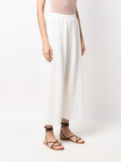 Malo Fine-knit Culottes In Weiss