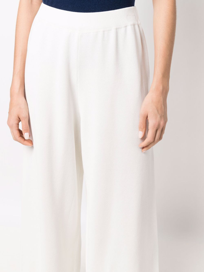 Malo Fine-knit Culottes In Weiss