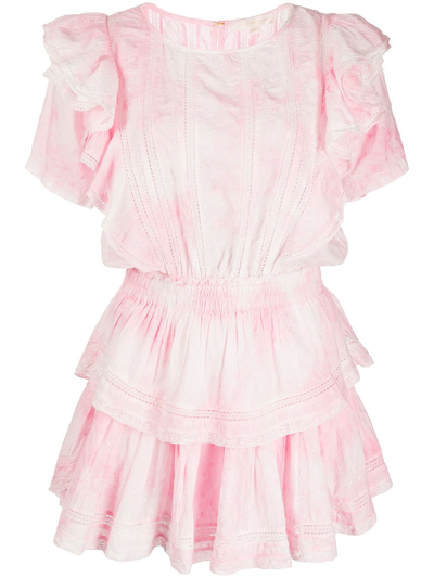 Shop Loveshackfancy Natasha Ruffle Mini Dress In Rosa