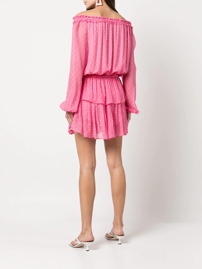 Shop Loveshackfancy Popover Polka-dot Mini Dress In Rosa