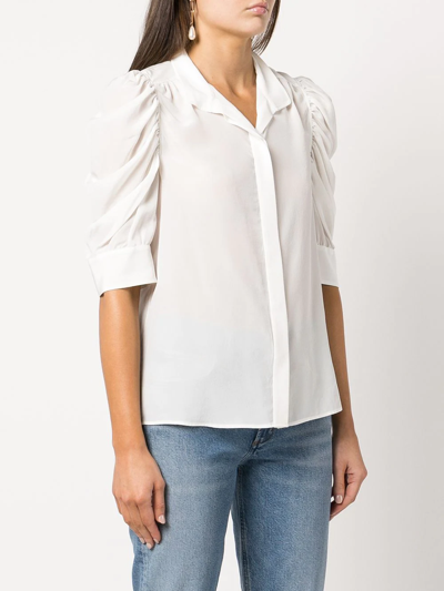 Frame 'gillian' Puff Sleeve Poplin Top In Weiss