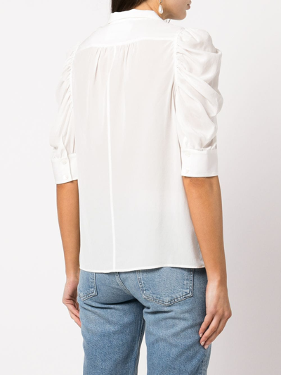 Frame 'gillian' Puff Sleeve Poplin Top In Weiss