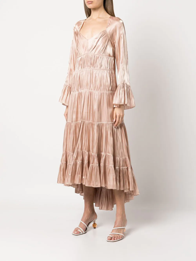Shop Cinq À Sept Nina Tiered Midi Dress In Gold