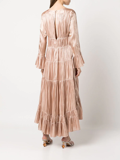 Shop Cinq À Sept Nina Tiered Midi Dress In Gold