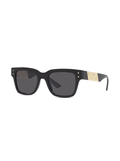 Shop Versace Square-frame Greca Sunglasses In Grau