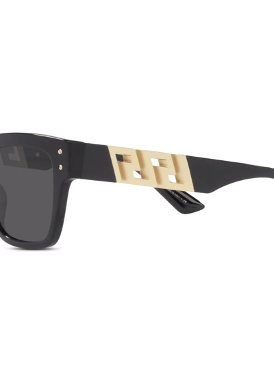 Shop Versace Square-frame Greca Sunglasses In Grau