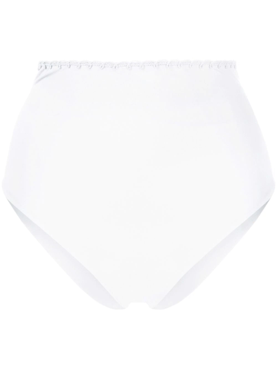 Shop La Perla High-waisted Bikini Bottoms In Weiss