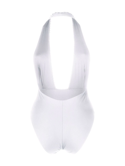 La Perla Braid-detail Halterneck Swimsuit In Weiss