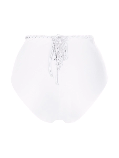 Shop La Perla High-waisted Bikini Bottoms In Weiss