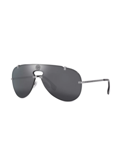 Shop Versace Pilot-frame Sunglasses In Grey