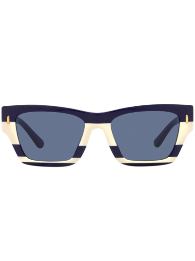 Shop Tory Burch Stripe-print Frame Sunglasses In Blau