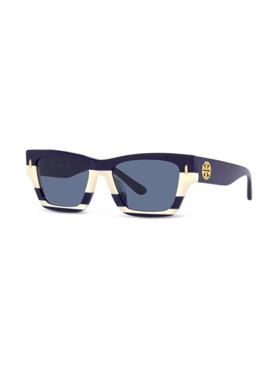 Tory Burch Navy Rectangular Ladies Sunglasses Ty7169u 189580 52 In Blau