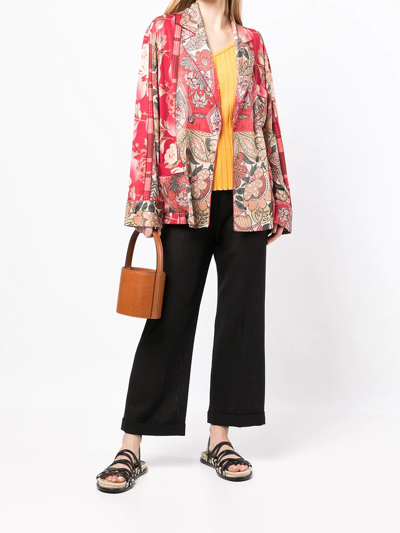 Shop Pierre-louis Mascia Mix-print Double-breasted Blazer In Rot