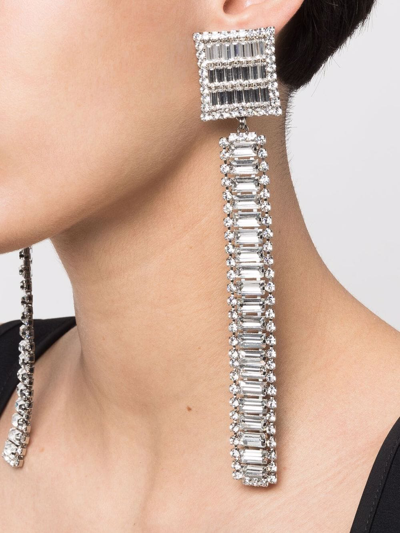 Shop Alessandra Rich Long Crystal-embellished Earrings In Silber