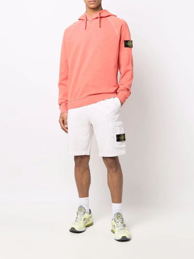 Shop Stone Island Compass Badge Track Shorts In Pink