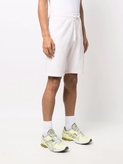 Stone Island White Fleece Bermuda Shorts In White