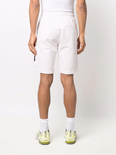 Stone Island White Fleece Bermuda Shorts In White