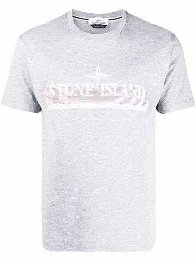 Shop Stone Island Logo-print Cotton T-shirt In Grau