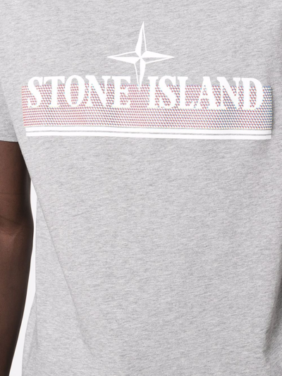 Shop Stone Island Logo-print Cotton T-shirt In Grau