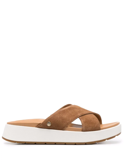 Shop Ugg Emily Crossover Sandals In Braun