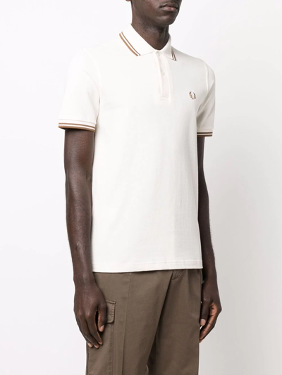 Shop Fred Perry Twin-tipped Piqué Polo Shirt In Weiss