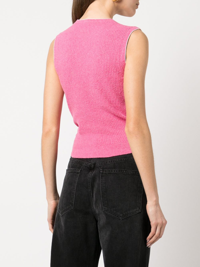 Shop Jacquemus Noue Ribbed-knit Crop Top In Rosa