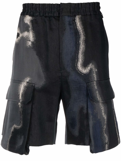 Shop Fendi Tie Dye Cargo Shorts In Grau