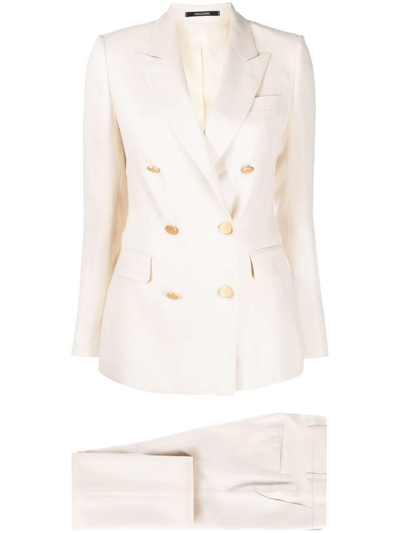 Shop Tagliatore Double-breasted Tailored Suit In Nude