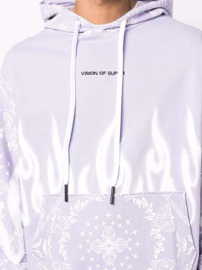 Shop Vision Of Super Bandana-print Long-sleeve Hoodie In Violett