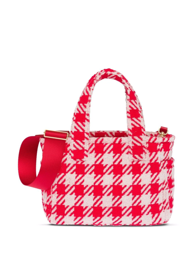 Miu Miu Check-print Terry Cloth Handbag In Rot