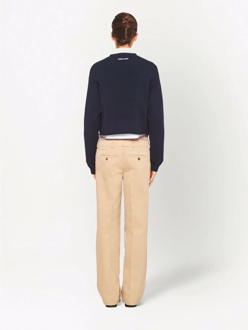 Mid-rise Wide-leg Cotton Chinos In Neutral
