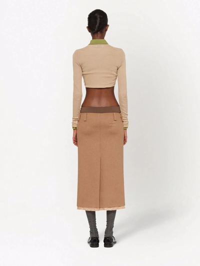 Shop Miu Miu Camel-hair Pencil Skirt In Braun