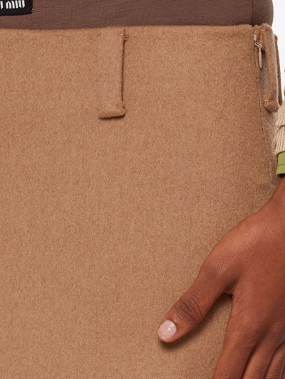 Miu Miu Camel-hair Pencil Skirt In Braun