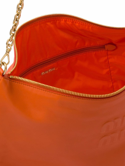 Shop Miu Miu Leather Shoulder Bag In Orange