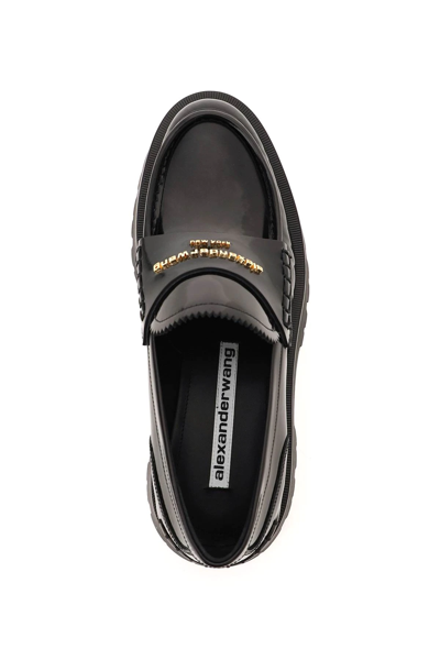 Shop Alexander Wang Brushed Leather Carter Loafers In Black