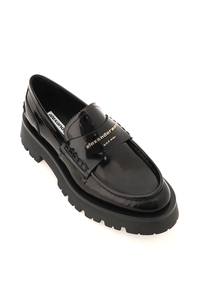 Shop Alexander Wang Brushed Leather Carter Loafers In Black