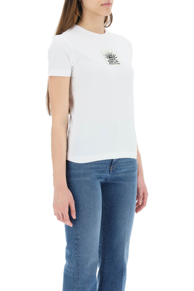 Shop Stella Mccartney Logo Patch T-shirt In White,black