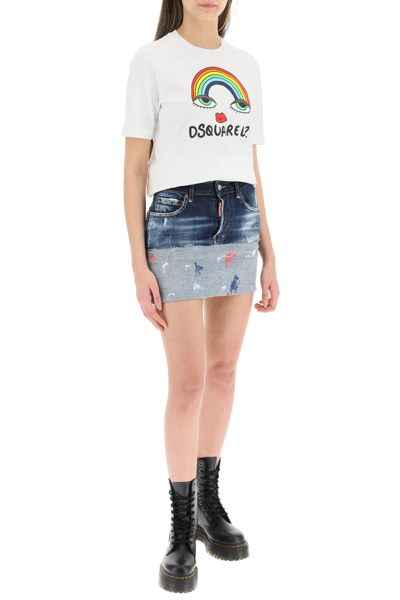 Shop Dsquared2 Rainbow Renny T-shirt In White