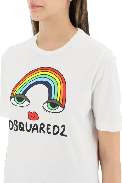 Shop Dsquared2 Rainbow Renny T-shirt In White