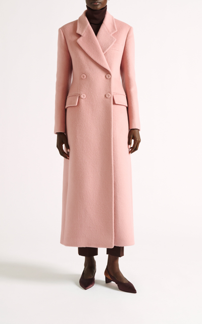 Emilia Wickstead Madalyn Double-breasted Wool-blend Coat In Pink | ModeSens