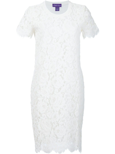 Shop Ralph Lauren Lace Dress In Weiss