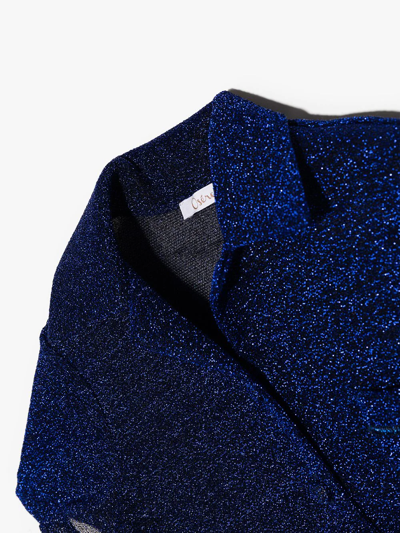 Oseree Metallic-effect Short-sleeved Shirt In Blue