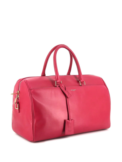 Pre-owned Saint Laurent Logo-stamp Leather Duffle Bag In Pink