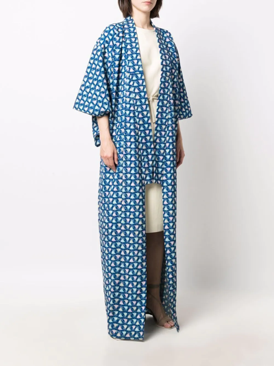 Pre-owned A.n.g.e.l.o. Vintage Cult 1970s Graphic Print Kimono In Blue