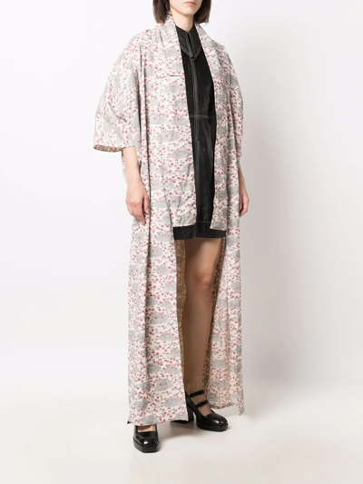 Pre-owned A.n.g.e.l.o. Vintage Cult 1970s Floral Print Kimono In Neutrals