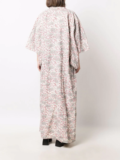 Pre-owned A.n.g.e.l.o. Vintage Cult 1970s Floral Print Kimono In Neutrals