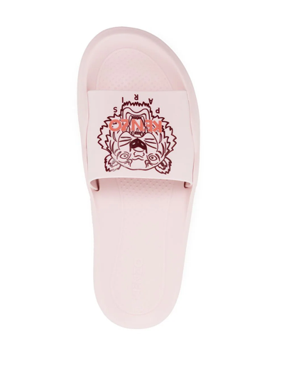Kenzo Tiger Head-print Slides In Pink