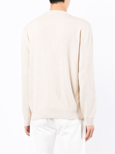 Shop Agnona Crew-neck Silk-blend Jumper In Brown