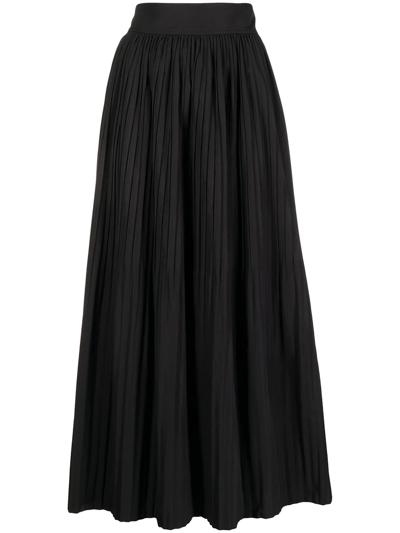 Shop Brunello Cucinelli Pleated Long Skirt In Black