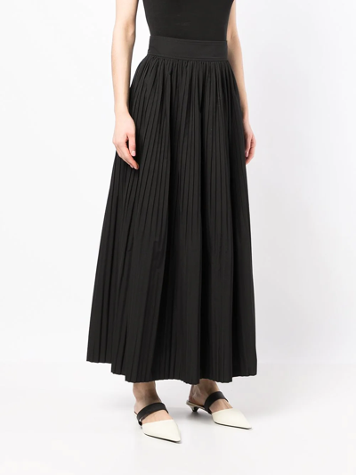 Shop Brunello Cucinelli Pleated Long Skirt In Black